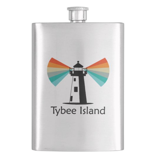 Tybee Island Georgia Lighthouse Rainbow Flachmann (Vorderseite)