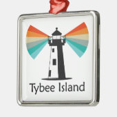 Tybee Island Georgia Lighthouse Rainbow Ornament Aus Metall (Links)