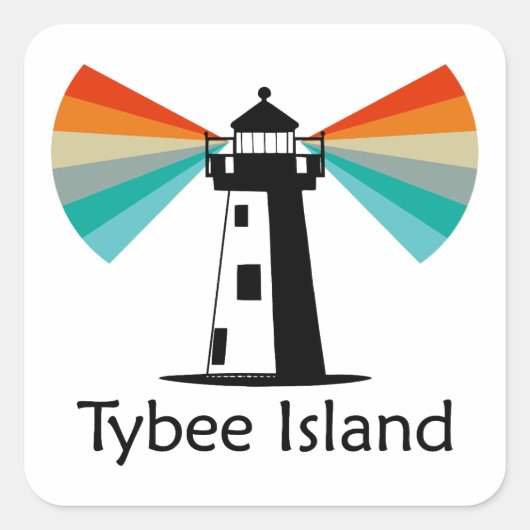 Tybee Island Georgia Lighthouse Rainbow Quadratischer Aufkleber (Vorderseite)