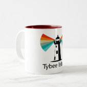 Tybee Island Georgia Lighthouse Rainbow Zweifarbige Tasse (Vorderseite Links)
