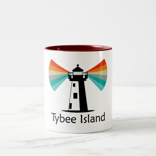 Tybee Island Georgia Lighthouse Rainbow Zweifarbige Tasse (Mittel)