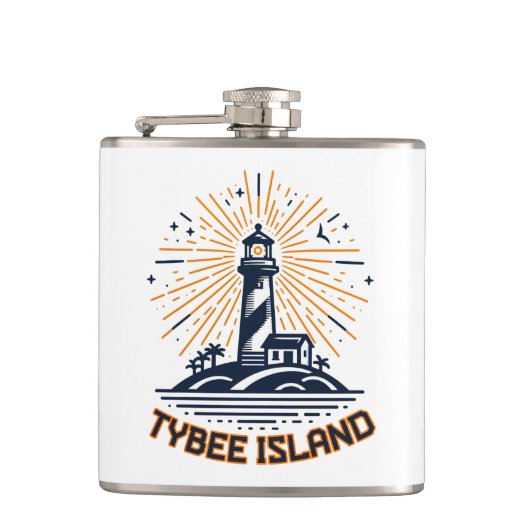 Tybee Island Georgia Lighthouse Sunrise Flachmann (Vorderseite)