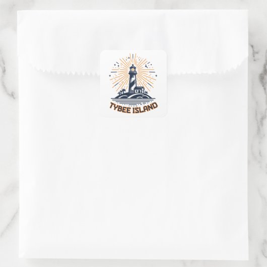 Tybee Island Georgia Lighthouse Sunrise Quadratischer Aufkleber (Tasche)