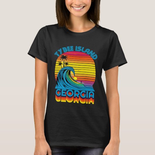 Tybee Island Georgia Retro Throwback Surf & Beach  T-Shirt (Vorderseite)