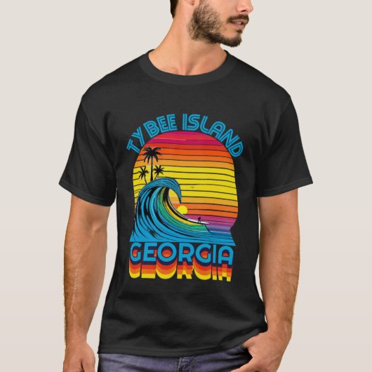 Tybee Island Georgia Retro Throwback Surf & Beach T-Shirt (Vorderseite)