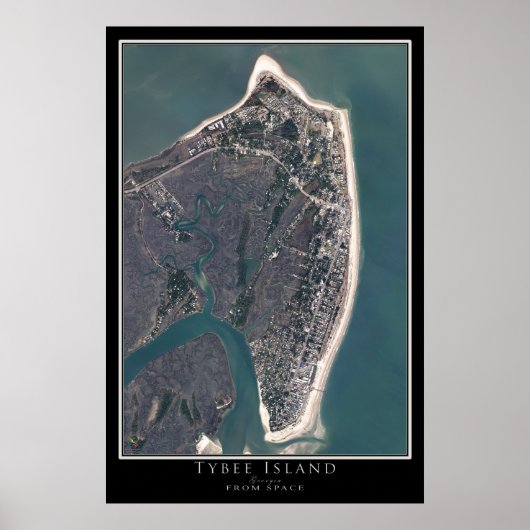 Tybee Island Georgia Satellite Poster Karte (Vorne)