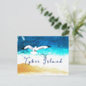 Tybee Island Georgia Seagull über Strand Postkarte (Stehend Vorderseite)