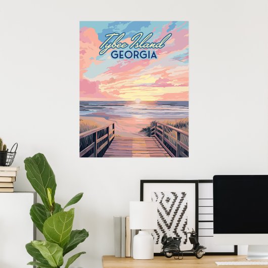 Tybee Island Georgia Sunrise Beach Savannah Poster (Heimbüro)