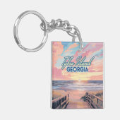 Tybee Island Georgia Sunrise Beach Savannah Schlüsselanhänger (Vorderseite links)