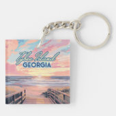 Tybee Island Georgia Sunrise Beach Savannah Schlüsselanhänger (Rückseite)