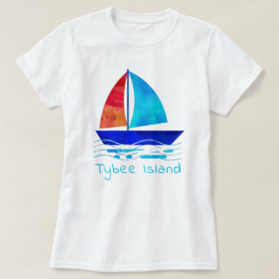 Tybee Island Georgia Urlaub Wasserfarbensegler T-Shirt