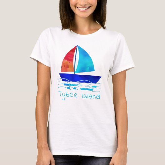 Tybee Island Georgia Urlaub Wasserfarbensegler T-Shirt (Vorderseite)
