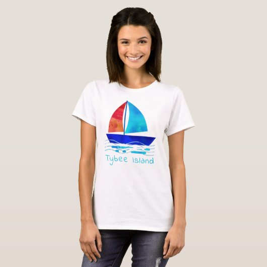 Tybee Island Georgia Urlaub Wasserfarbensegler T-Shirt (Vorne ganz)