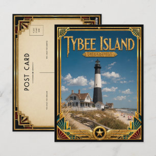 Tybee Island Georgia Vintage Art Deco Golden Age Postkarte