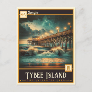 Tybee Island, Georgia Vintage Postkarte