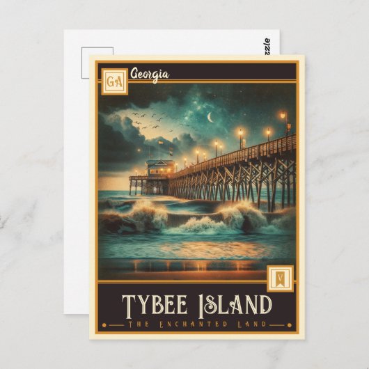 Tybee Island, Georgien | VINTAG Postkarte (Vorne/Hinten)