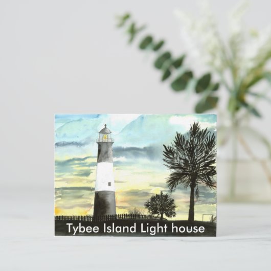 TYBEE Island Lighthouse Kunstgeschenke, ... Postkarte (Stehend Vorderseite)
