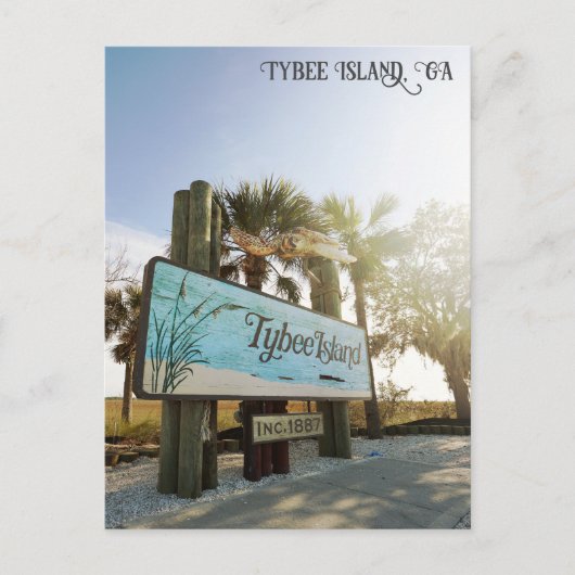 Tybee Island Sign Georgia Travel Postkarte (Vorderseite)