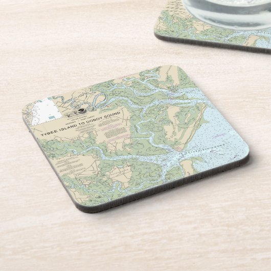 Tybee Island to Doboy Sound Nautical Chart 11509 Getränkeuntersetzer (Linke Seite)