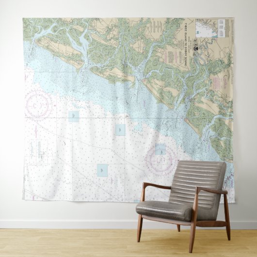 Tybee Island to Doboy Sound Nautical Chart 11509 Wandteppich (Beispiel (Horizontal))