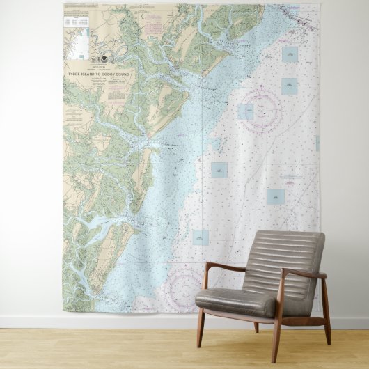 Tybee Island to Doboy Sound Nautical Chart 11509 Wandteppich (Beispiel)