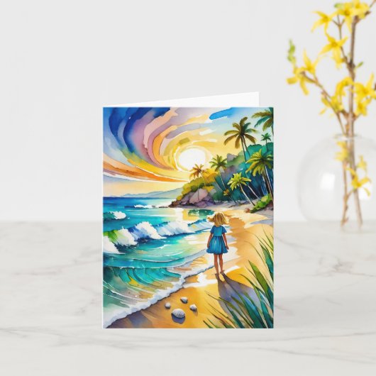 Tybee Island Watercolor Stationery Karte (Gelbe Blume)