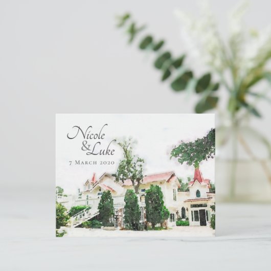 Tybee Island Wedding Kapelle Save the Date Einladung (Stehend Vorderseite)