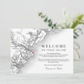 Tybee Island Wedding Welcome Itinerary Dankeskarte (Stehend Vorderseite)