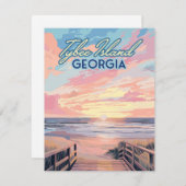 Tybeinsel Georgia Sunrise Beach Savannah Card (Vorne/Hinten)