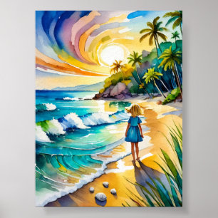 Tybeinsel Wasserfarben Kunst, Dichtung und Musik Poster