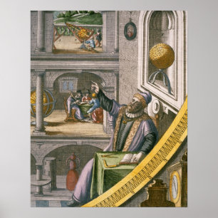 Tycho Brahe (1546-1601) alterte 40, unter seinem Poster