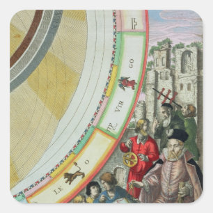 Tycho Brahe , Detail aus einer Karte, die seine Quadratischer Aufkleber