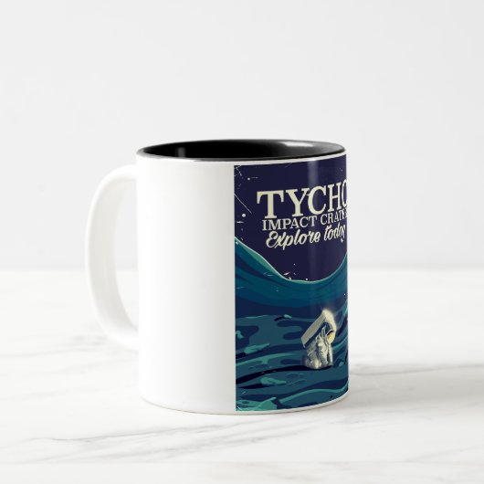 Tycho-Moon-Reiseplakat Zweifarbige Tasse (Vorderseite Links)