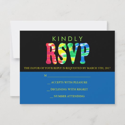 TYE DYE Bar Mitzvah Einladung Antwort Karte (Vorderseite)