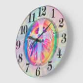 Tye Dye Cross mit Herz im Zentrum Große Wanduhr (Winkel)