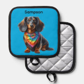 Tye Dye Dachshund Topflappen (Vorderseite/Rückseite)