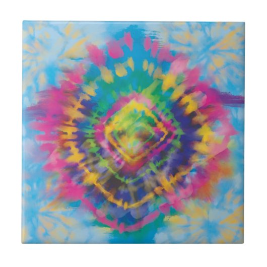 Tye-Dye Design Zwei Keramiken Tile Fliese (Vorderseite)