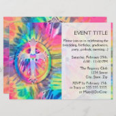 Tye Dye Kreuz mit Herz im Zentrum Einladung (Vorne/Hinten)