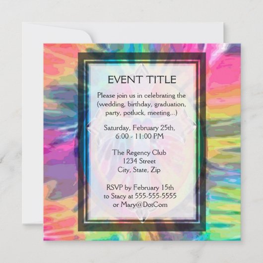 Tye Dye Kreuz mit Herz im Zentrum Einladung (Vorderseite)