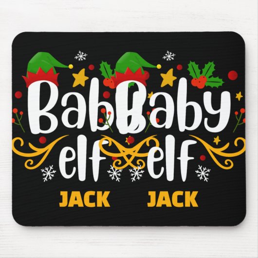 Tygraphy Baby Elf Fun Family Matching Baby T Shirt Mousepad (Vorne)