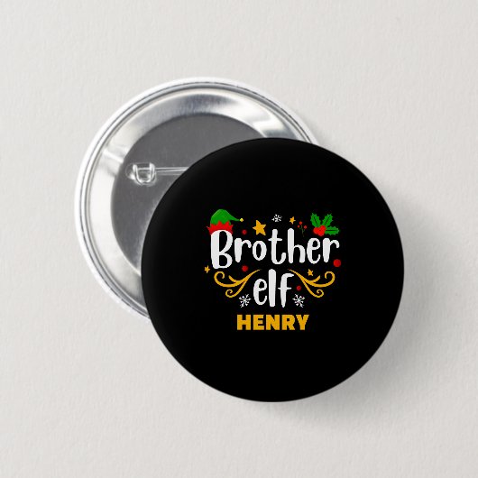 Tygraphy Brother Elf Fun Family Matching Button (Vorne & Hinten)