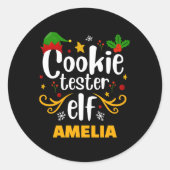 Tygraphy Cookie Tester Elf Family Matching Runder Aufkleber (Vorderseite)