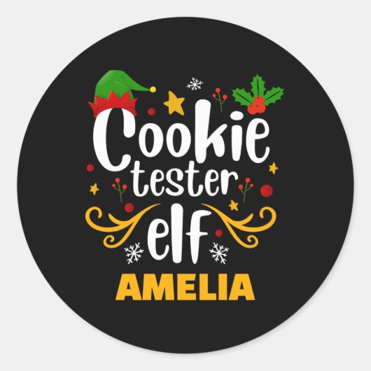 Tygraphy Cookie Tester Elf Family Matching  Runder Aufkleber (Vorderseite)
