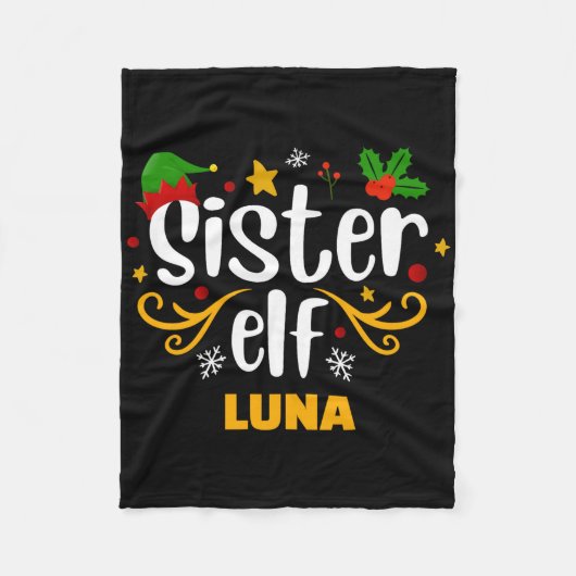 Tygraphy Sister Elf Fun Family Matching T Shirt Fleecedecke (Vorderseite)