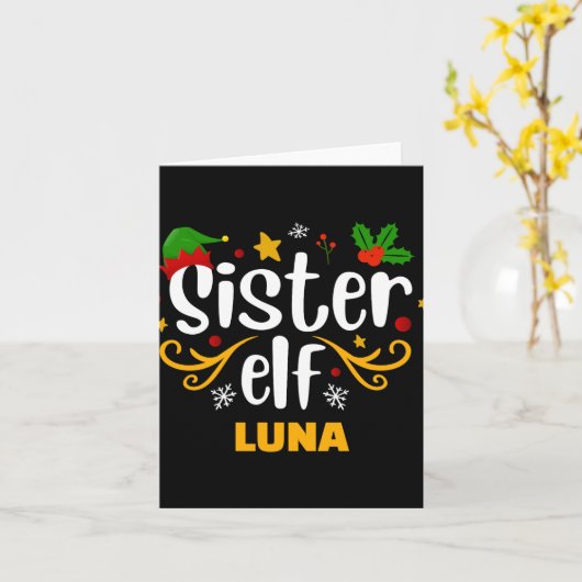 Tygraphy Sister Elf Fun Family Matching T Shirt Karte (Gelbe Blume)