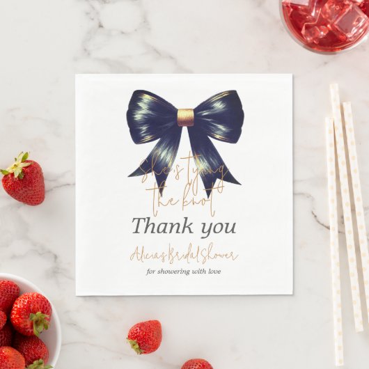 Tying Knot Coquette Gold Black Bow Brautparty Serviette (Beispiel)