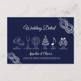 Tying Knot Nautical Rope White&Navy Wedding Detail Begleitkarte
