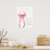 Tying Knot Pink Bow Brautparty Begrüßungszeichen Poster (Küche)