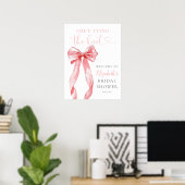 Tying Knot Pink Bow Brautparty Begrüßungszeichen Poster (Heimbüro)
