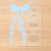 Tying The Knot Elegant Blue Bow Bridal Shower Acryleinladungen (Vorderseite)